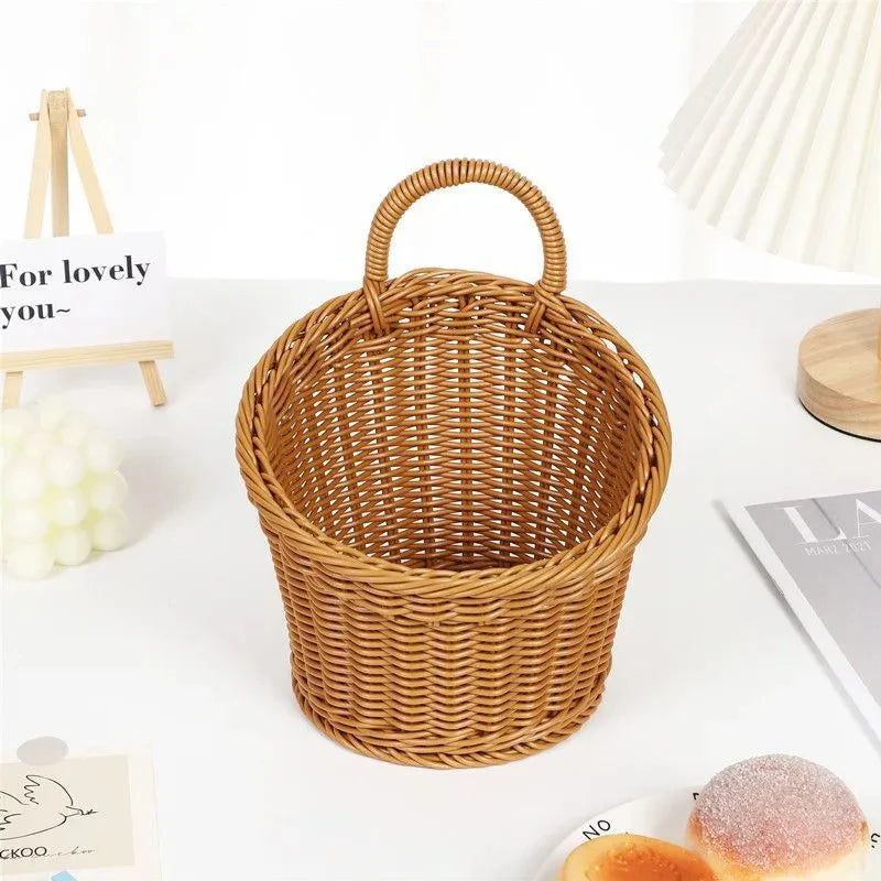 panier de rangement tissé à suspendre mural portable - vue 4 sur 9