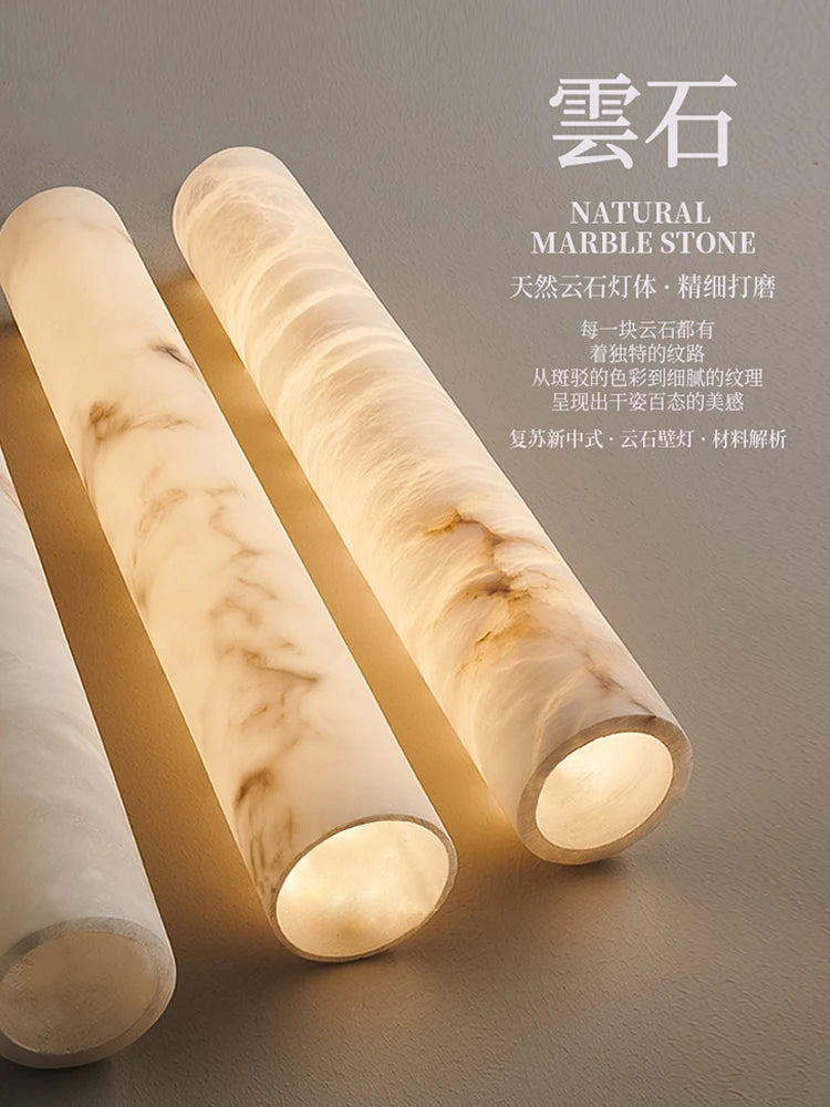 applique murale en marbre style chinois avec éclairage led design - vue 5 sur 14