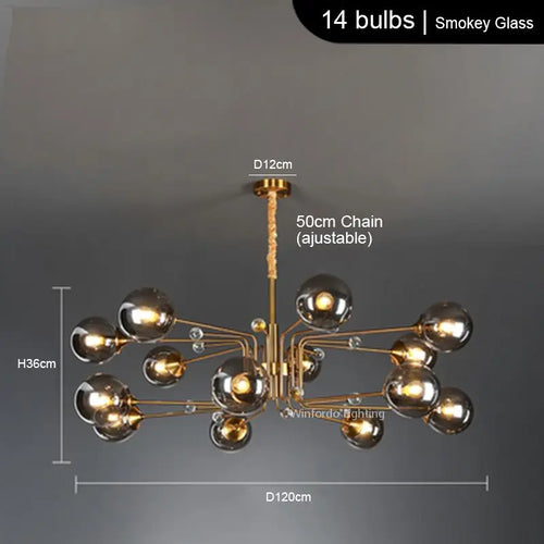 lustre led moderne 10 globes luminaire décoratif - vue 11 sur 18