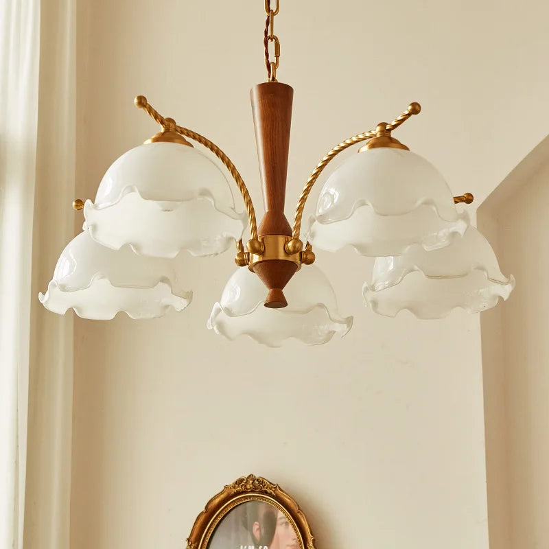 lustre vintage médiéval romantique en bois massif style japonais rétro - vue 5 sur 8