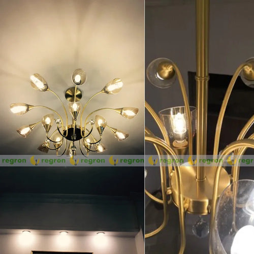 lustre en cristal nordique luxe moderne rétro éclairage décoratif - vue 7 sur 14