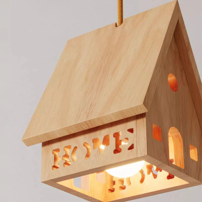 lustre en bois massif pour chambre d'enfant style minimaliste LED - vue 4 sur 6