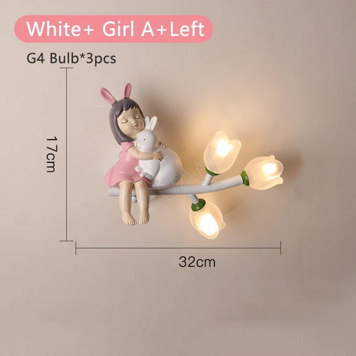 applique murale led g4 décorative avec motif lapin fille - vue 23 sur 22
