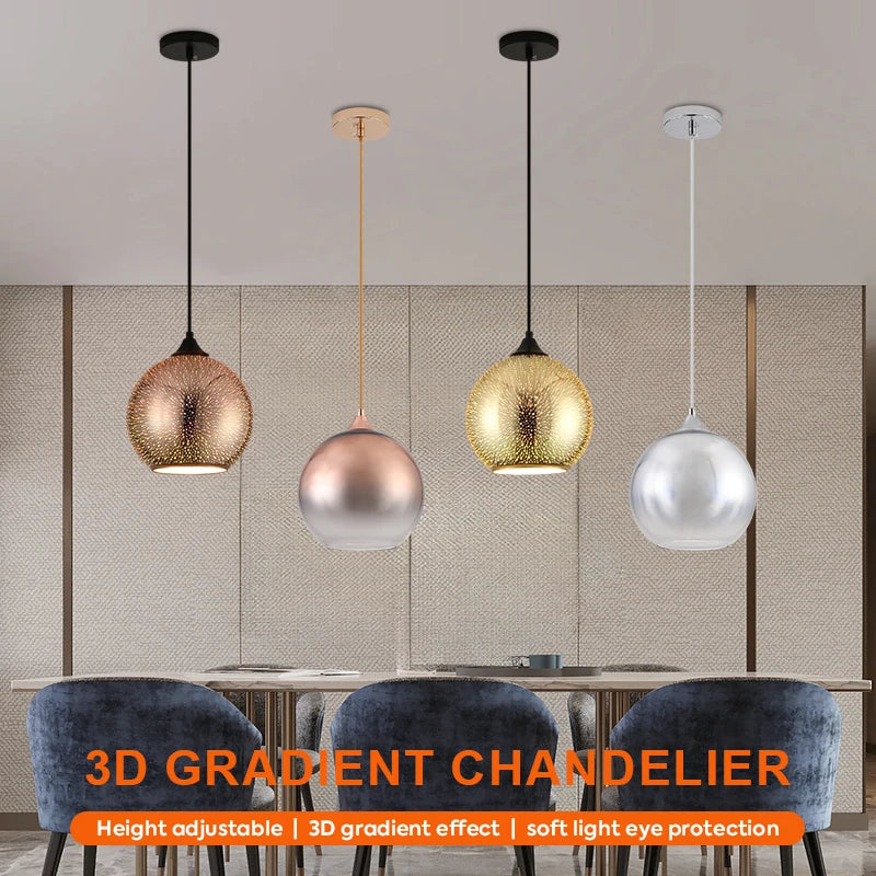 lustre 3d en verre effet feu d'artifice led pour restaurant