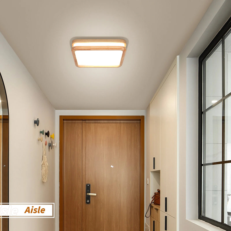 Plafonnier LED en bois lampe carrée nordique moderne maison salon chambre étude Surface luminaire décoration de la maison