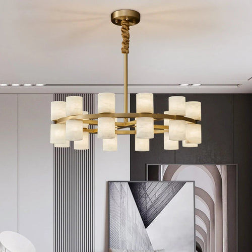 suspension postmoderne en cuivre et marbre design minimaliste - vue 4 sur 12