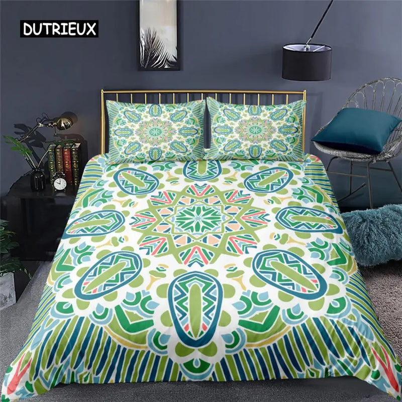 housse de couette mandala bohème style vintage pour lit king queen