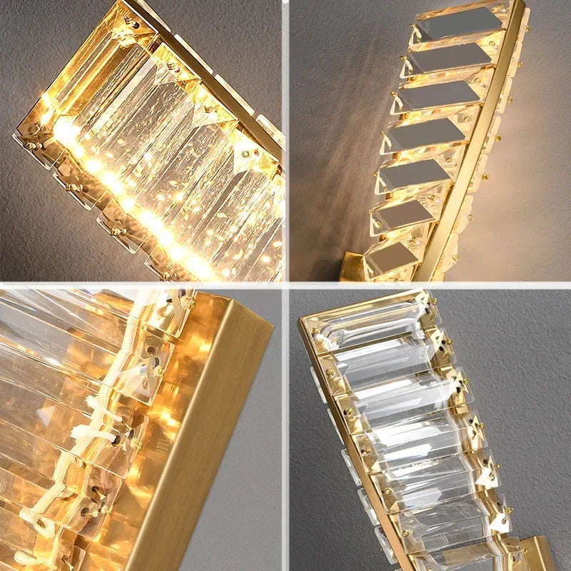 Applique murale LED de luxe en cristal doré