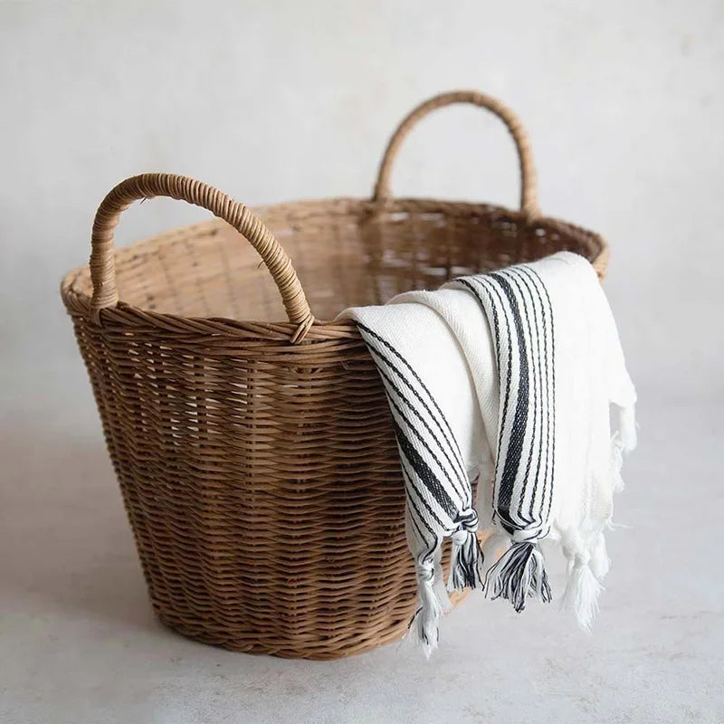 panier à linge en rotin naturel multifonction pour rangement et organisation - vue 4 sur 7