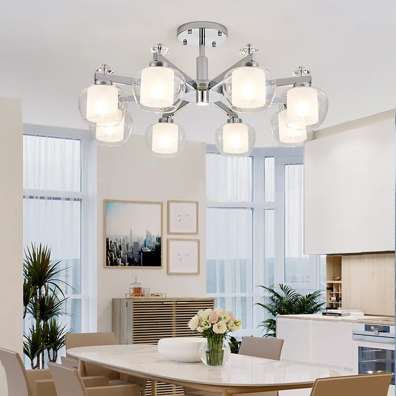 lustre design style fer forgé moderne chromé - vue 5 sur 6
