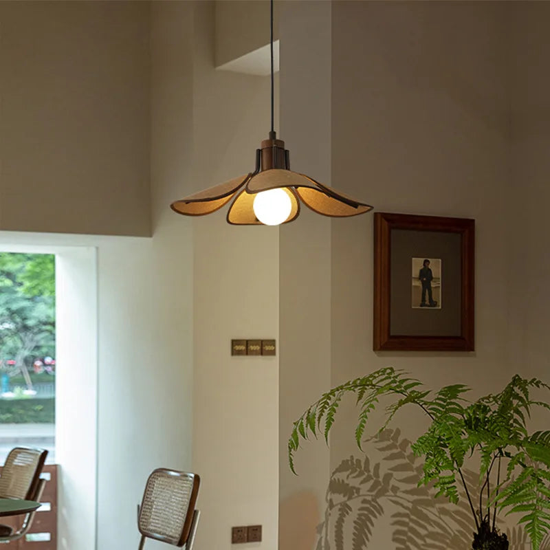 suspension en bois de lin style asiatique pour intérieur - vue 5 sur 8