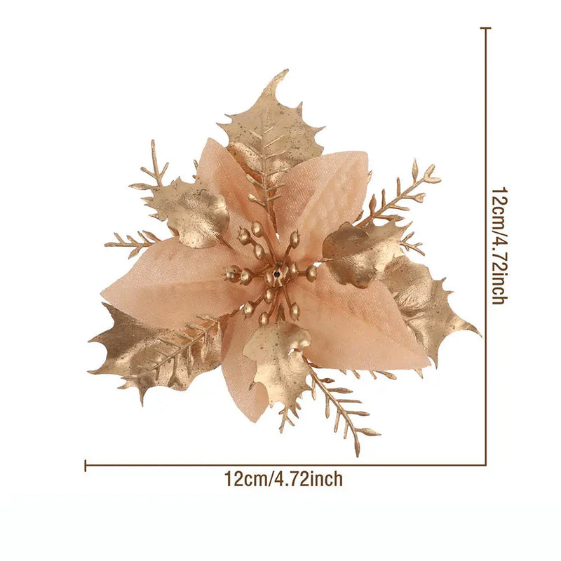 décoration suspendue fleur pailletée pour arbre de noël