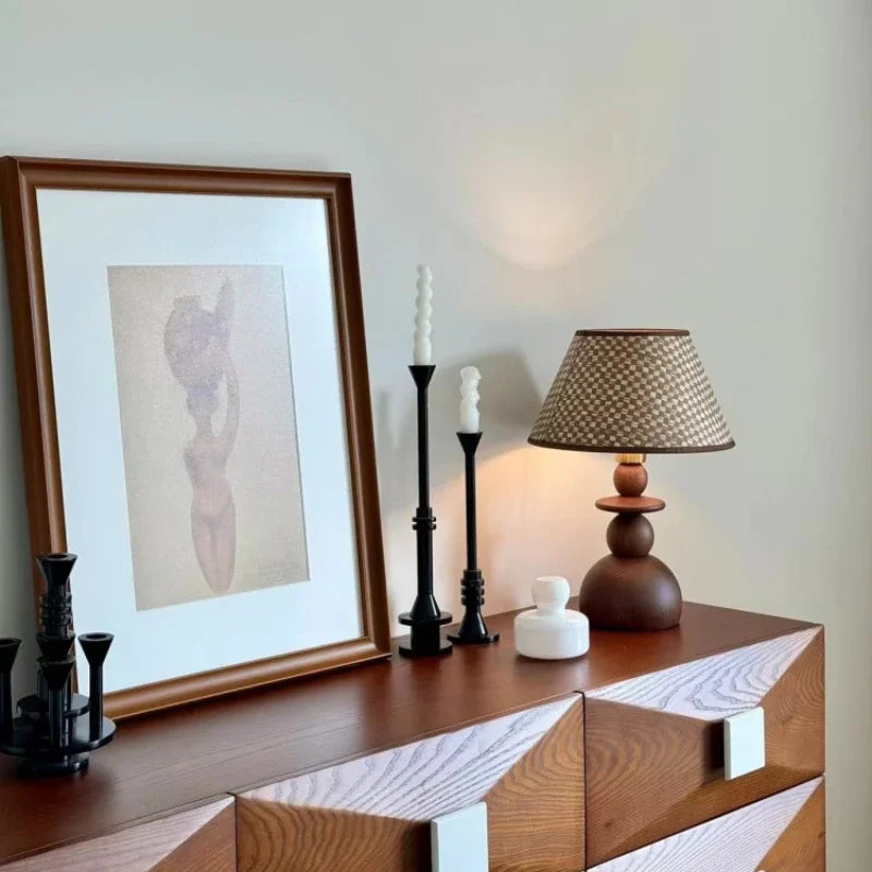 lampe de table médiévale en bois massif design rétro simple - vue 4 sur 9