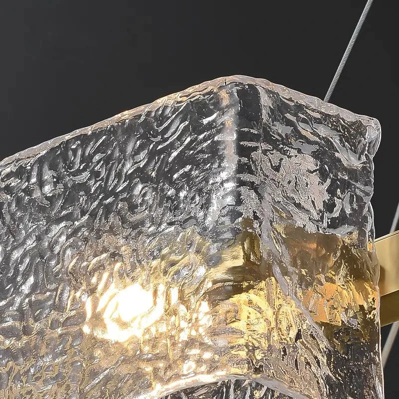 lustre led moderne ondulations d'eau en verre de luxe - vue 6 sur 17