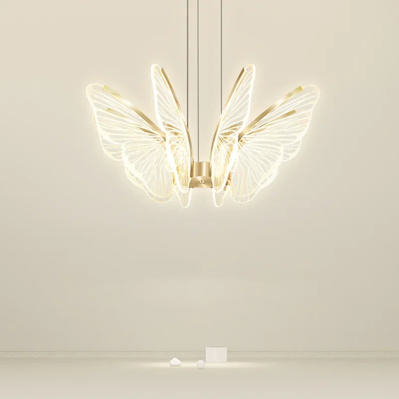 Lustre LED Suspendu Papillon - Luminaire Dimmable Avec Télécommande, 48W, Pour Salon Ou Salle à Manger