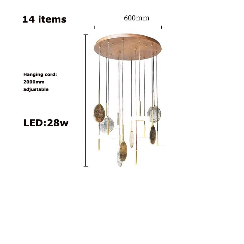 plafonnier en marbre et bois design moderne pour éclairage élégant - vue 12 sur 11