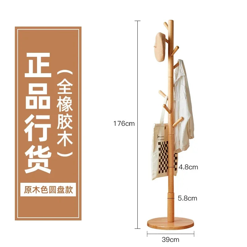 cintre en bois massif porte-manteau stable et étagère à sac - vue 12 sur 18
