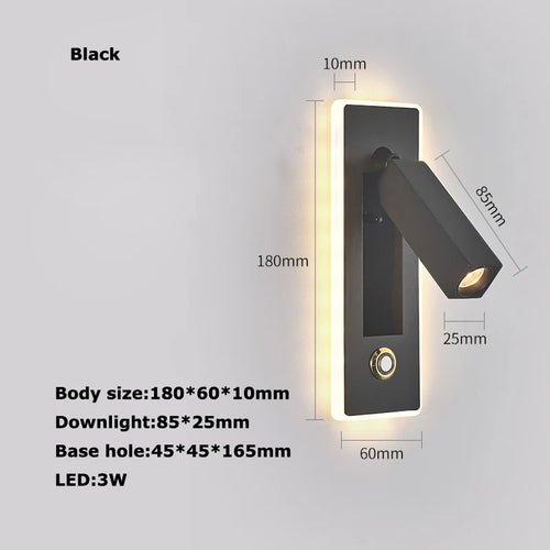 applique murale led rotative avec interrupteur pour lecture - vue 21 sur 23