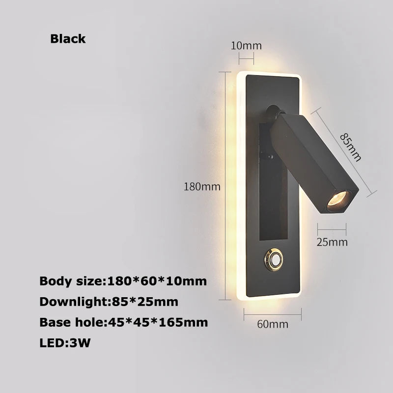 applique murale led rotative avec interrupteur pour lecture - vue 20 sur 23