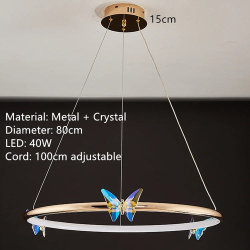 anneau d'or led papillon luminaire suspendu loft déco - vue 19 sur 20