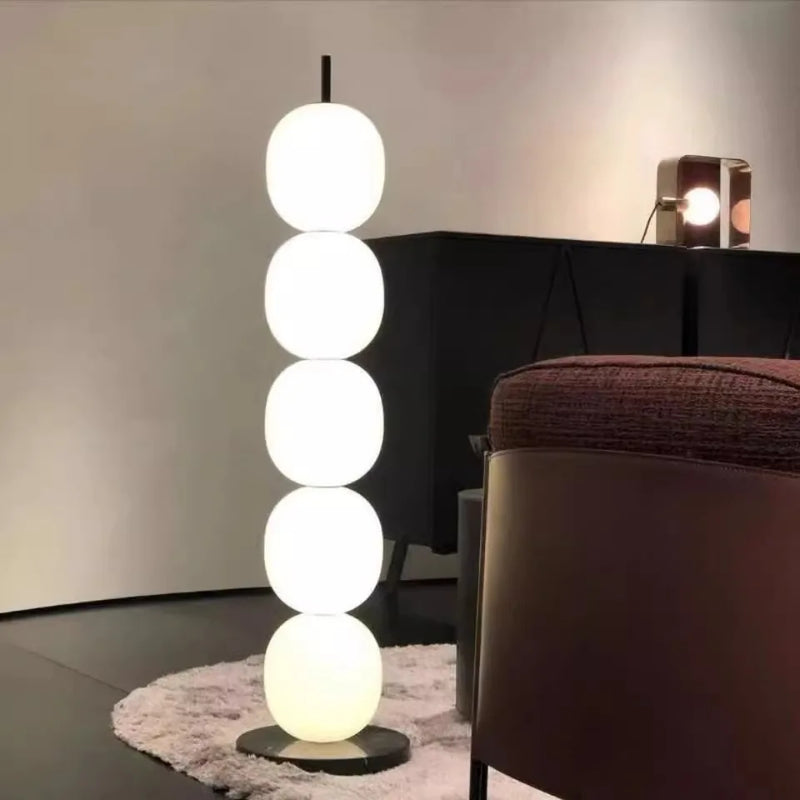 Mainkai lampadaire Nordic Gourde String Lampadaire pour Salon Chambre Étude Abat-Jour en Verre Blanc Lampadaire Design
