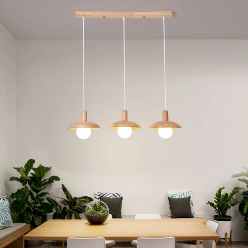 lustre led rondins frais style nordique créatif bois art - vue 5 sur 10