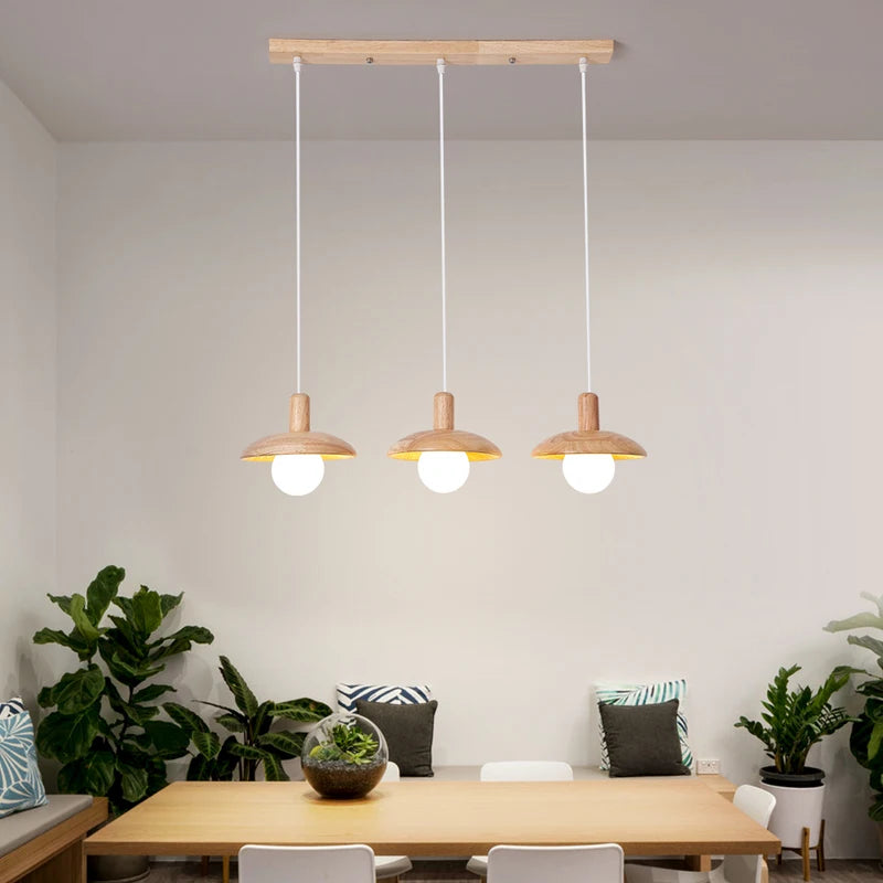 lustre led rondins frais style nordique créatif bois art - vue 5 sur 10