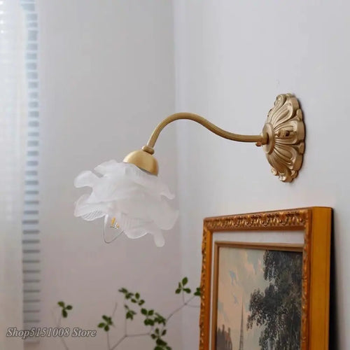 lustre rétro en laiton style français forme de fleur - vue 3 sur 11