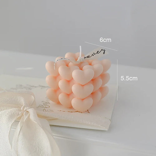 bougie parfumée cube cœur en cire de soja fait main décorative