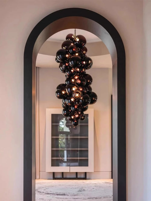 suspension en verre design italien style raisin lumineux - vue 2 sur 11