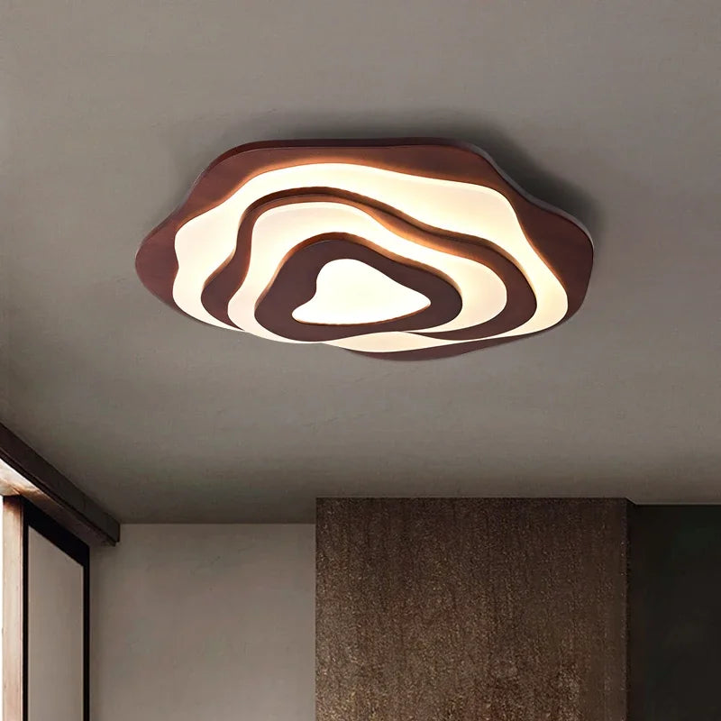 plafonnier led en bois nordique avec télécommande design moderne décoratif - vue 5 sur 12