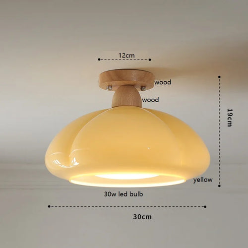 suspension citrouille verre led style japonais vintage bois - vue 14 sur 15