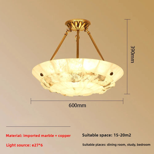lustre minimaliste en cuivre et marbre design moderne - vue 11 sur 10