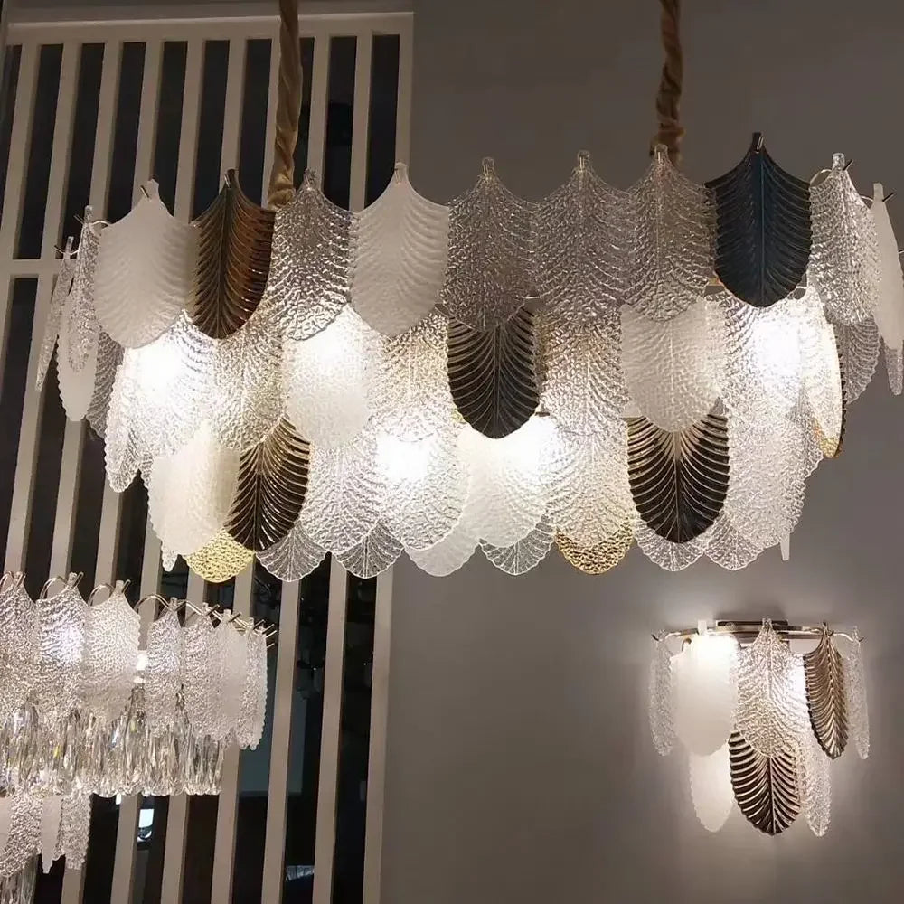 Luxe postmoderne LED lustre éclairage E14 salon Villa hall grands lustres décoration de la maison en verre longue lampe suspendue - vue 5 sur 10