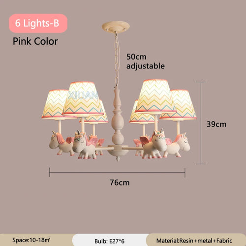 lustre licorne dessin animé pour chambre d'enfant suspendu - vue 14 sur 24
