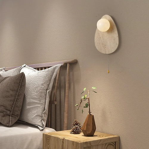 applique murale vintage en pierre naturelle avec abat-jour en verre