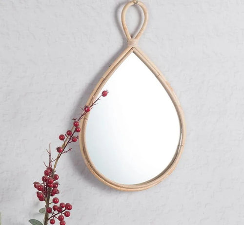 miroir décoratif en osier tissé pour décoration murale unique - vue 2 sur 4