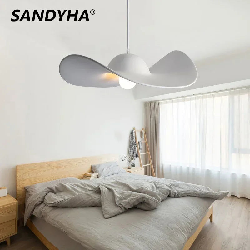 SANDYHA Nordique Minimaliste Chapeau Design Lampes Suspendues Gris Blanc Chaud Lustre Salon Salle À Manger Étude Luminaire Suspendu