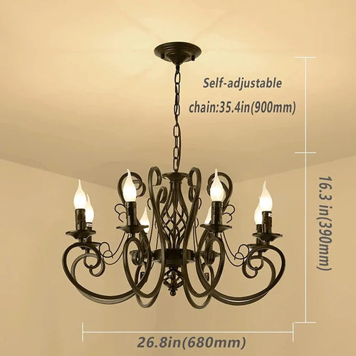 lustre vintage en fer forgé suspension métallique suspendue - vue 9 sur 8