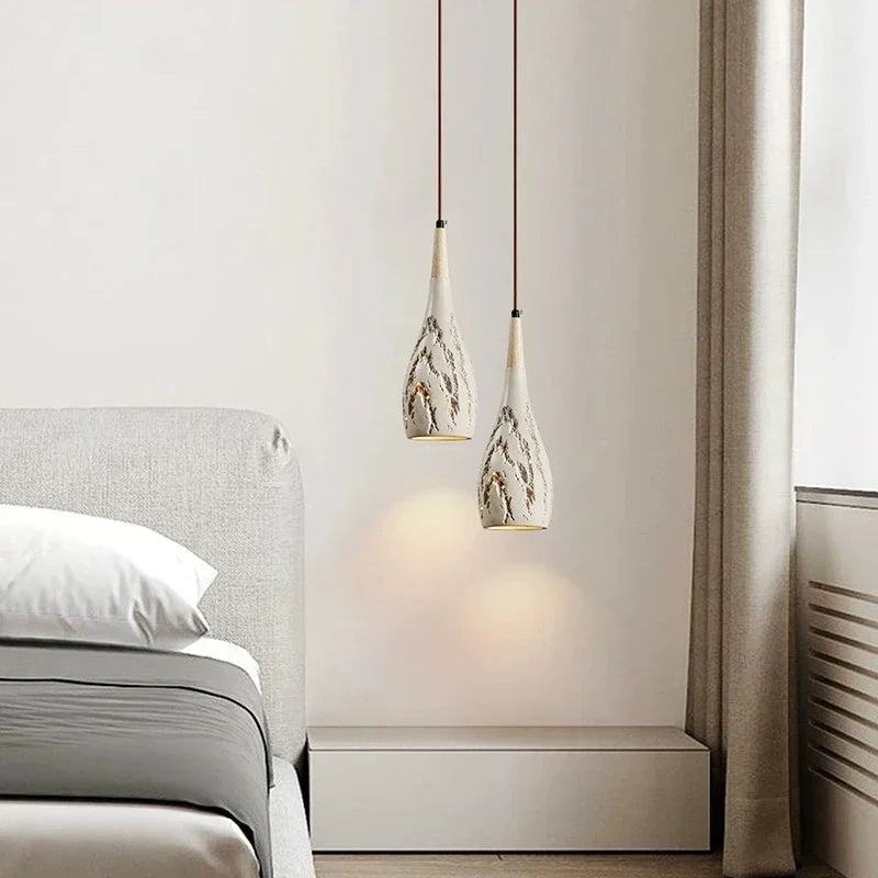 suspension wabi-sabi en ciment et travertin pour décoration intérieure