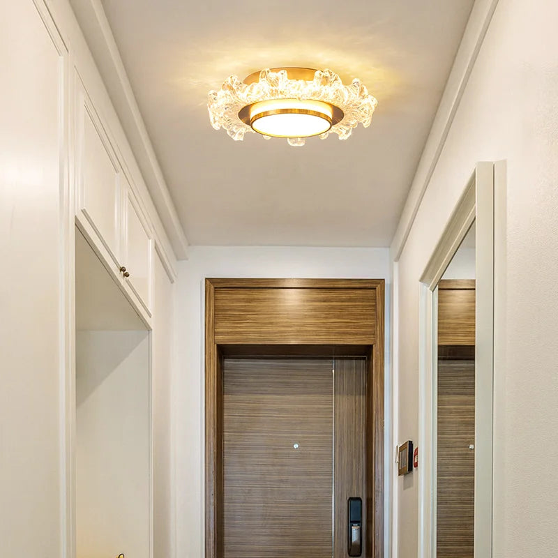lustre moderne led en verre cristal pour décoration maison
