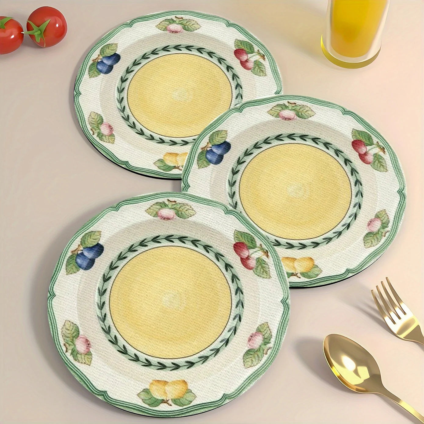 set de table motif fruits fleurs style champetre - vue 2 sur 8