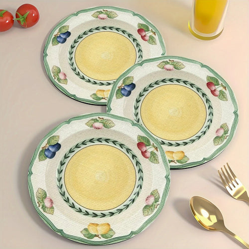 set de table motif fruits fleurs style champetre