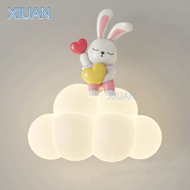 appliques murales créatives led pour enfants en forme d'ours ange lapin - vue 3 sur 9