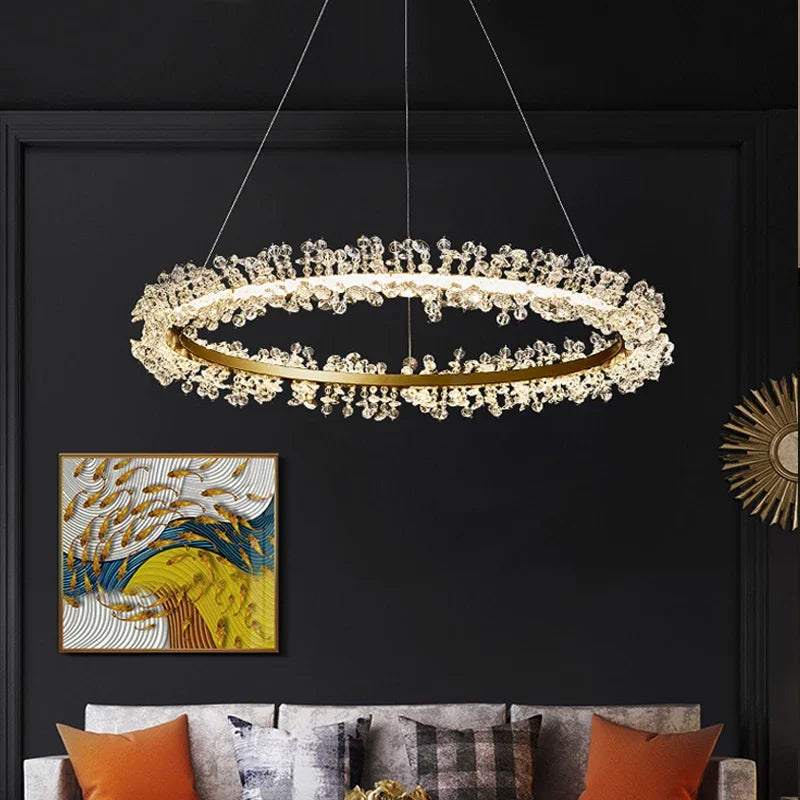 lustre nordique de luxe en cristal pour décoration moderne - vue 5 sur 17