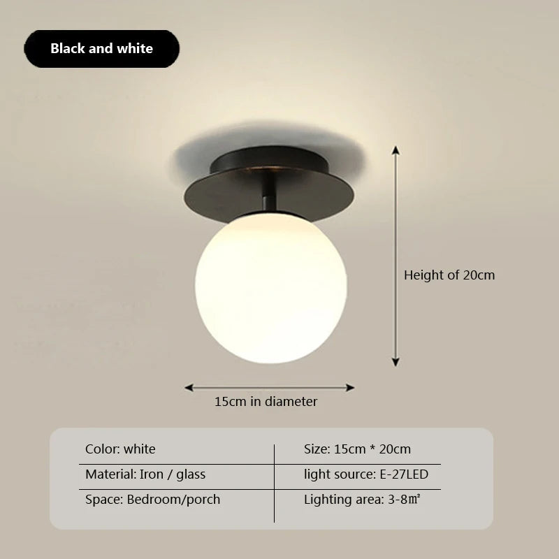 Plafonnier LED boule en verre moderne