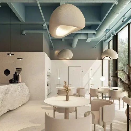 Japanese Pendant Light Resin Suspension Ceiling Chandelier Hanging Lamp for Living Dining Room Kitchen Loft Staircase - vue 6 sur 30