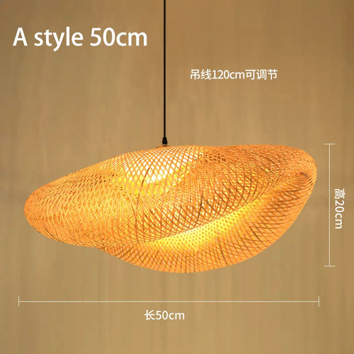 lustre style chinois fait main en bambou tissage pastoral vintage - vue 16 sur 30