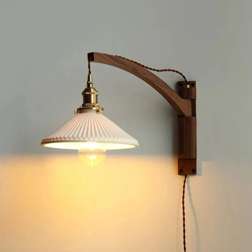 Applique murale japonaise réglable en bois massif