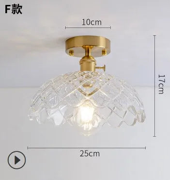 plafonnier moderne japonais en verre sculpté rétro élégant - vue 14 sur 18